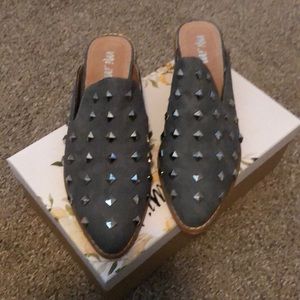 Brand New Vici Grey loafer with silver studs.